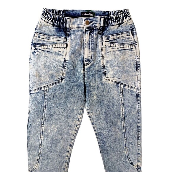Retrofete Denim Jeans 27 Acid Wash Myla Tapered Blue High Rise Italian NWT - Picture 4 of 10